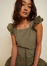 Load image into Gallery viewer, Cameo Notched Ruffle Top in Ivy

