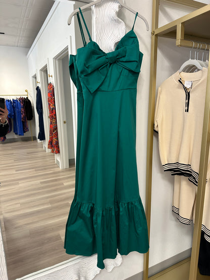 Debra Bow Dress in Emerald Green