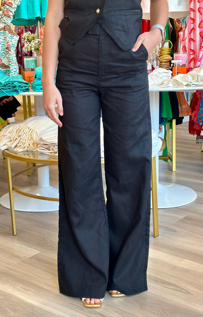 FINAL SALE- Beatriz Linen Pants in Black