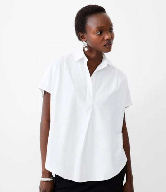 FINAL SALE- Poplin Shirt in Linen White