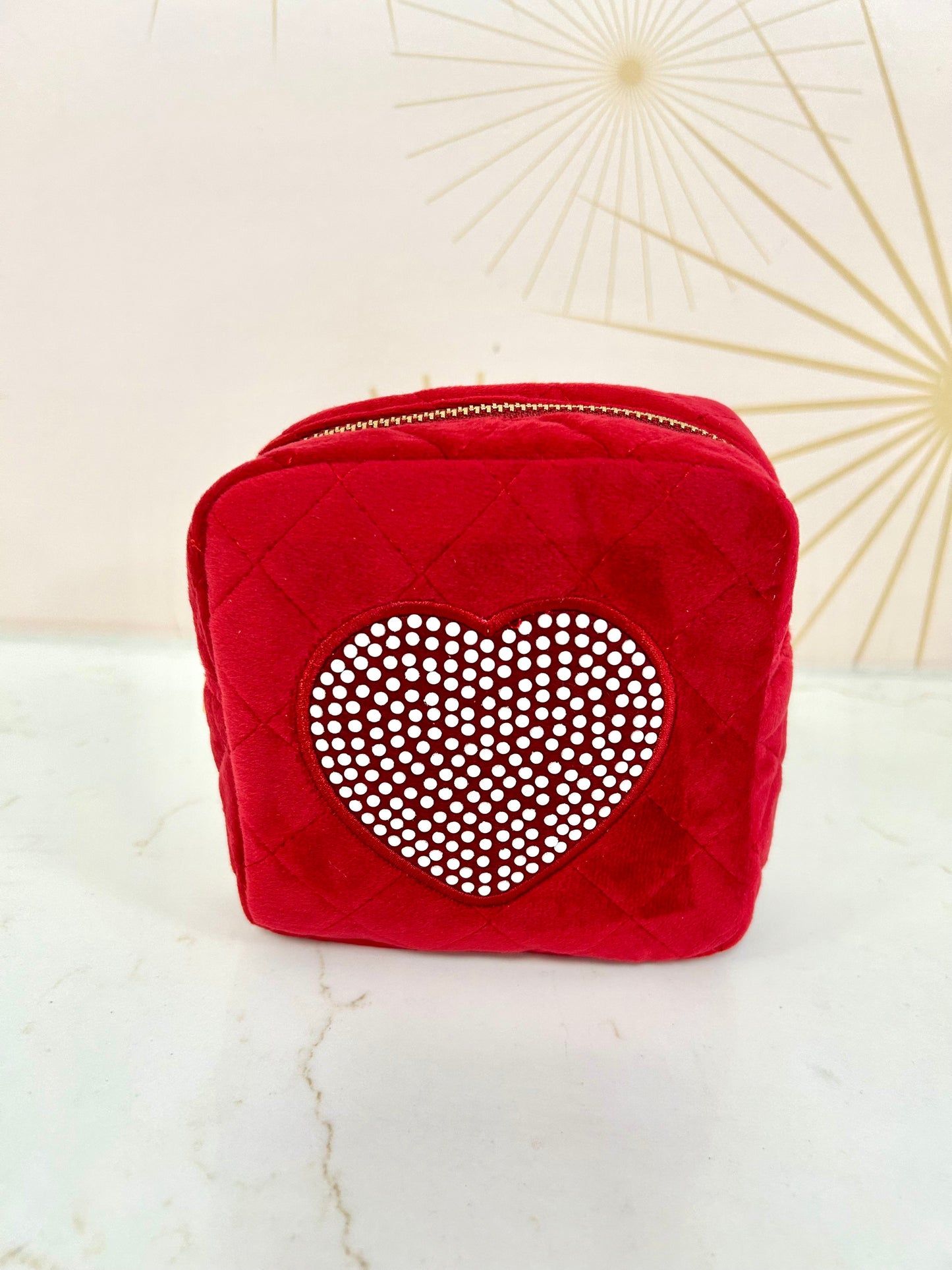 Mini Red Velvet Heart Makeup Bag