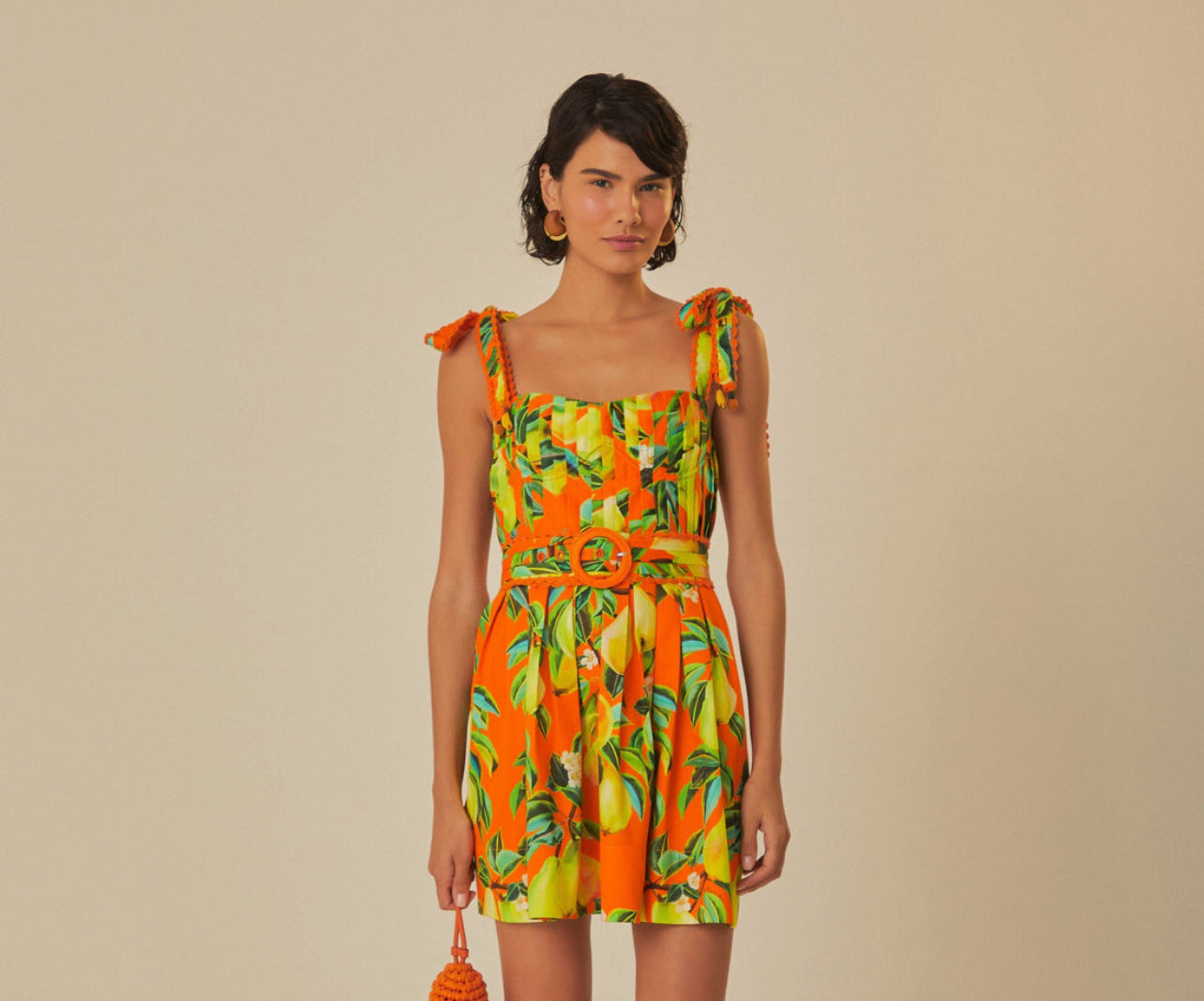 FINAL SALE Orange Chic Pears Organic Cotton Mini Dress