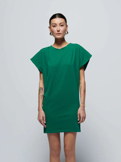 FINAL SALE Layne Solid Crewneck Dress in Verdant Green