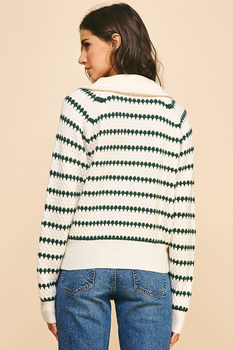 Jennifer Striped Collared Sweater