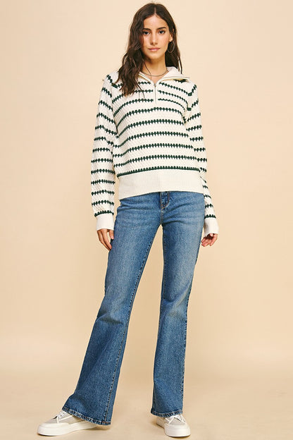 Jennifer Striped Collared Sweater