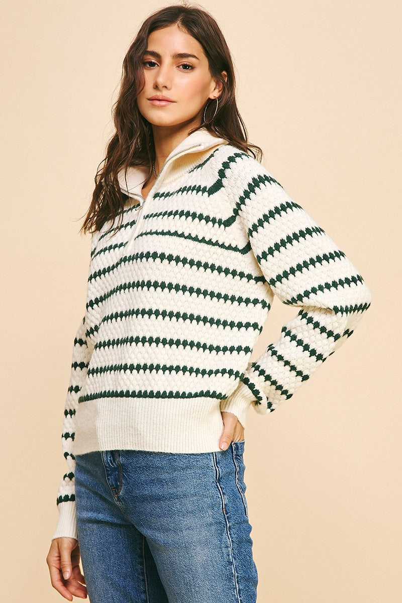 Jennifer Striped Collared Sweater