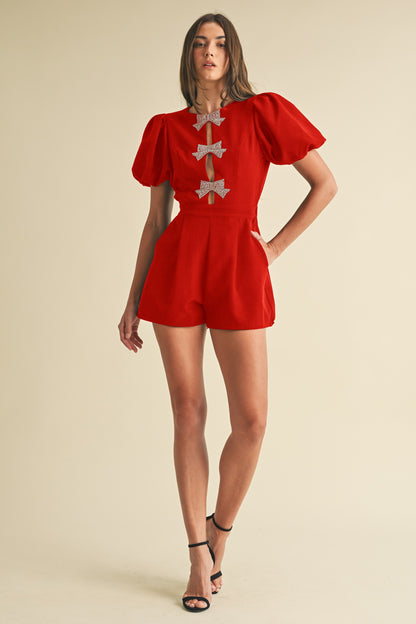 Janet Jewel Romper in Red