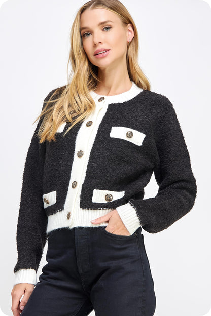 Black/Off White Cardigan