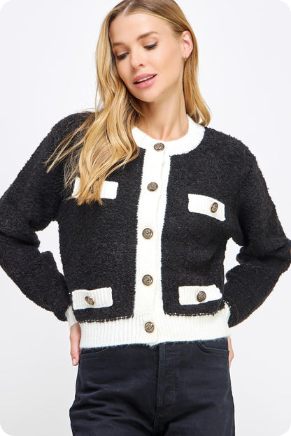 Black/Off White Cardigan