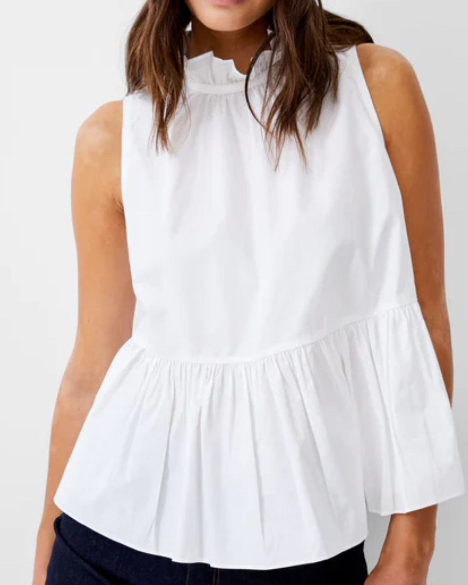 FINAL SALE Rhodes Poplin Top in Linen White