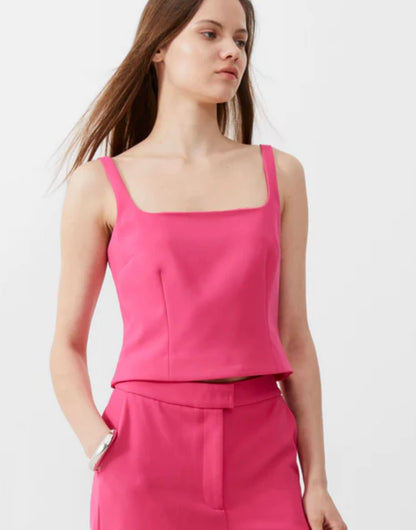 FINAL SALE Square Neck Top in Raspberry Sorbet