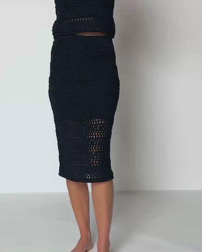 Lainey Crochet Skirt in Black