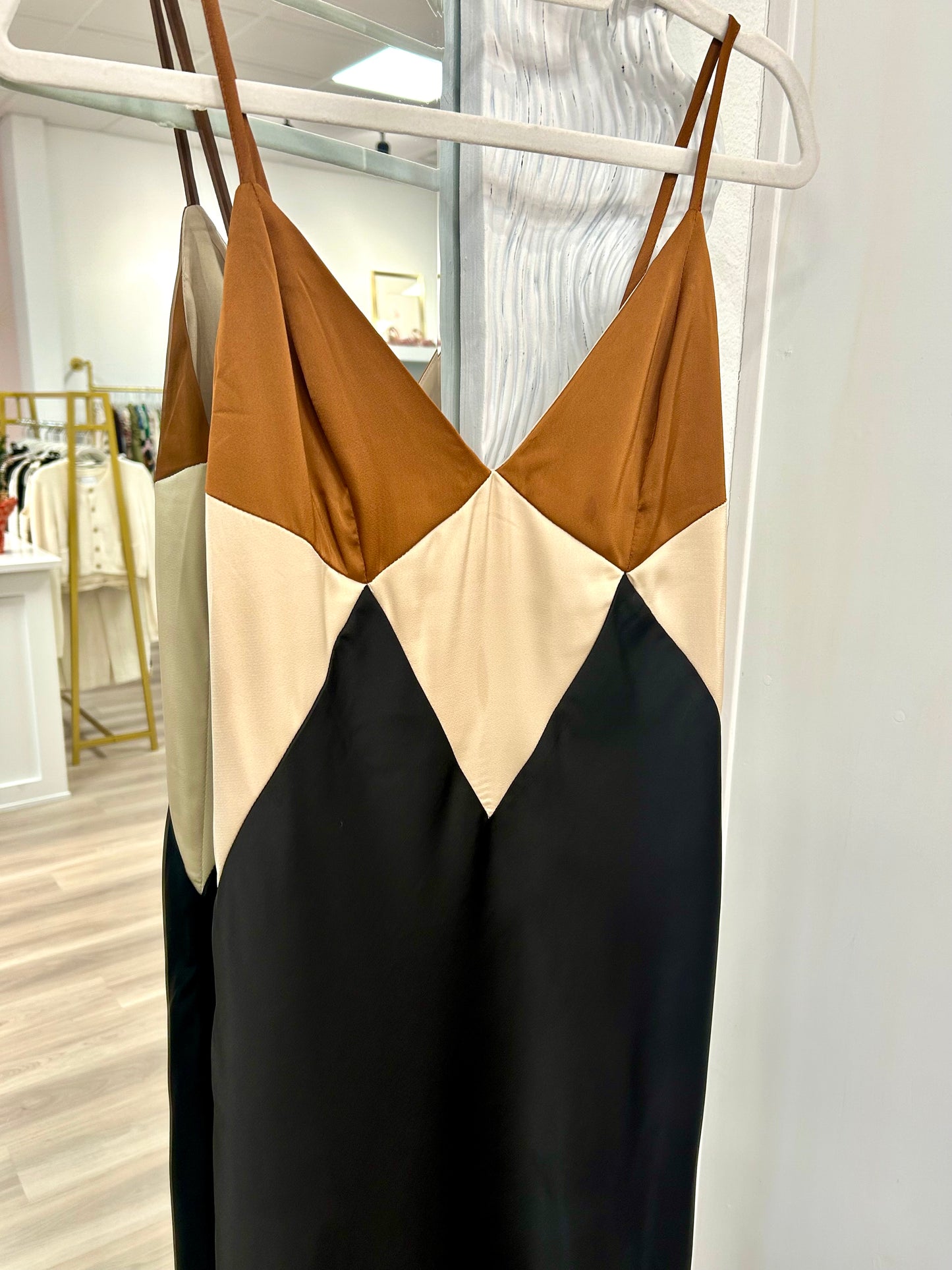 Colorblock Slip Midi Dress