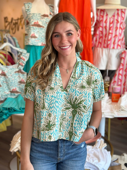 FINAL SALE- Elizabeth Top in Island Palm