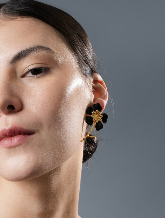 Asymetrical Aurora Earring in Black