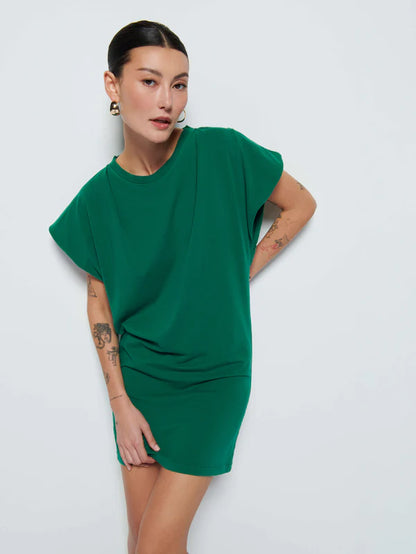 FINAL SALE Layne Solid Crewneck Dress in Verdant Green