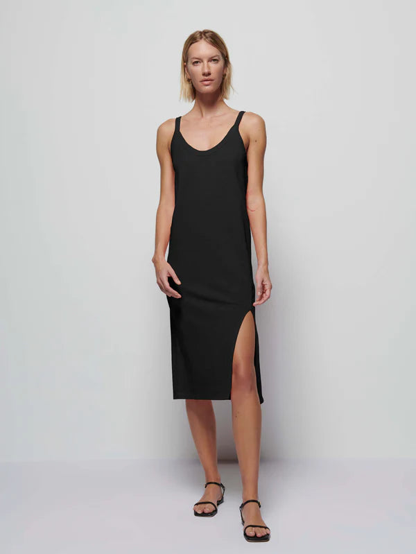 FINAL SALE Ava Relaxed Tank Dress in Jet Black