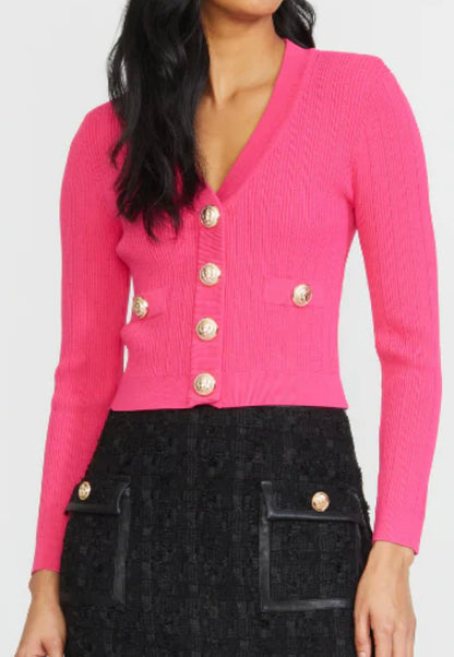 Fitted Cardigan in Fuchsia