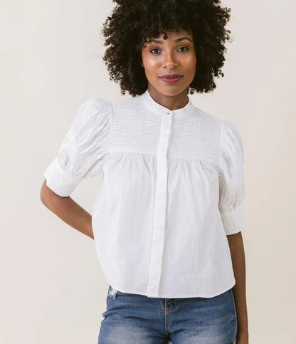 FINAL SALE- Sutton Blouse in White