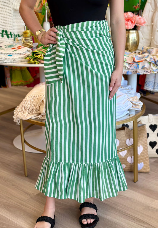 Green and White Stripe Vienna Sarong