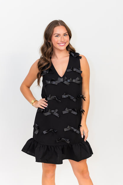 Riley Bow Detail Dress in Black