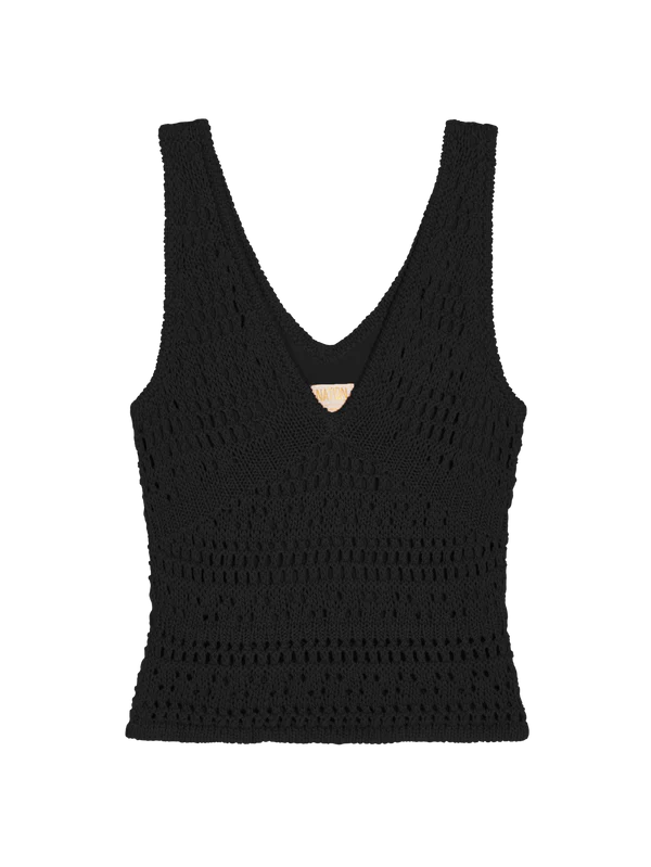 Sophia Crochet Tank in Black