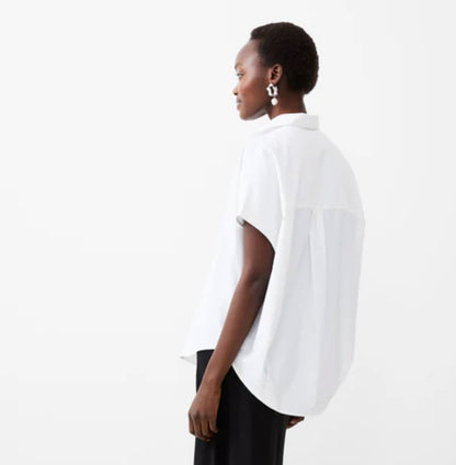 FINAL SALE- Poplin Shirt in Linen White