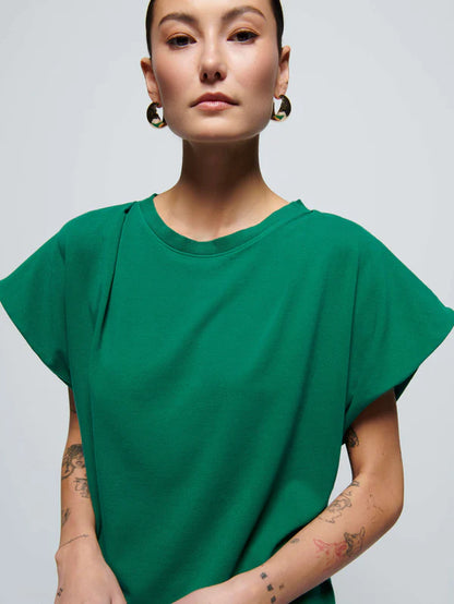 FINAL SALE Layne Solid Crewneck Dress in Verdant Green