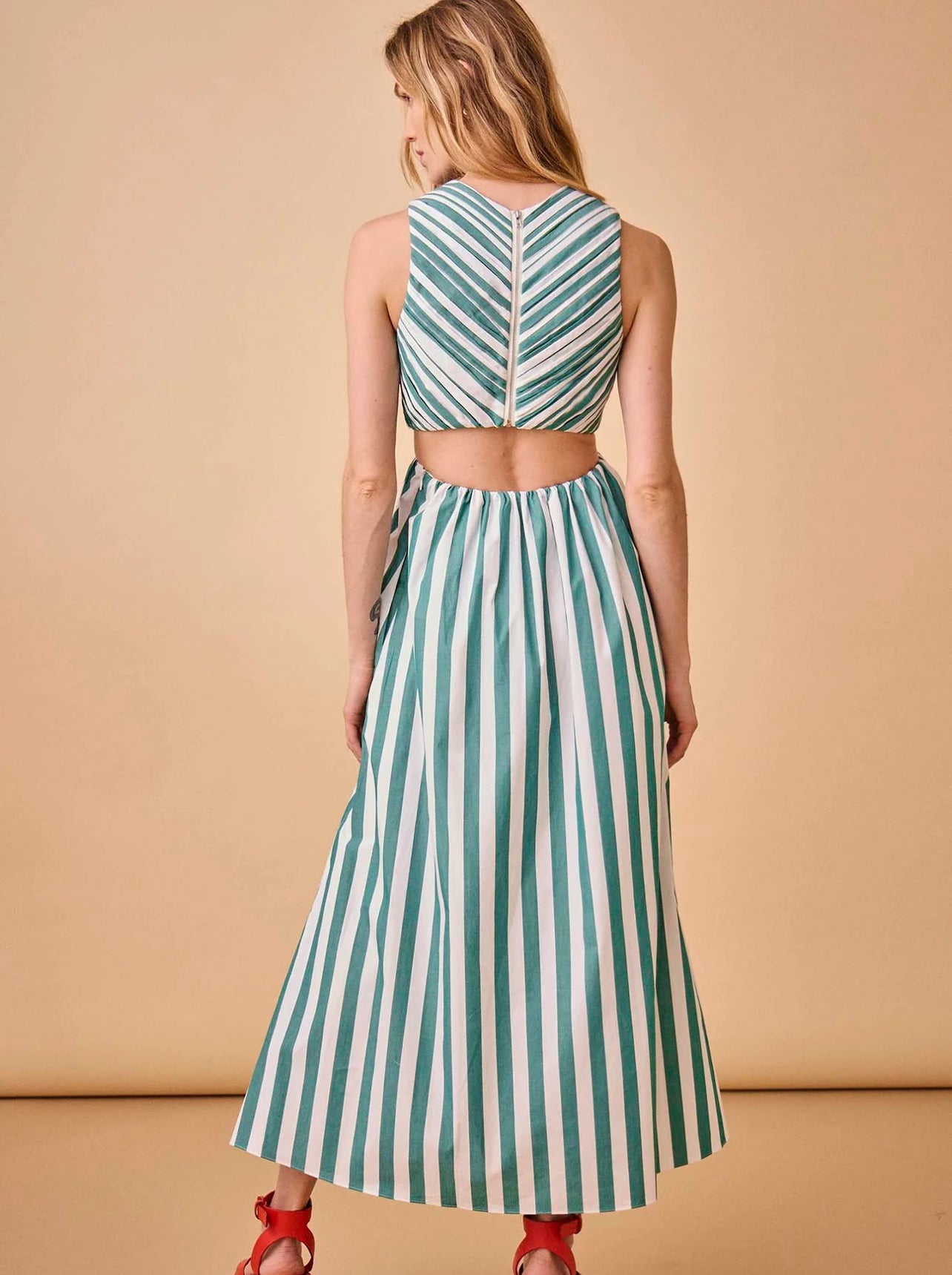 FINAL SALE Kathleen Dress in Emerald Stripe