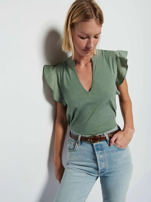 FINAL SALE- Constance V-Neck Top in Sea Spray