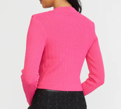 Fitted Cardigan in Fuchsia