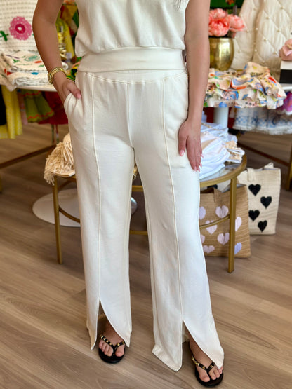 FINAL SALE Lincoln Front Slit Pant in Porcelain