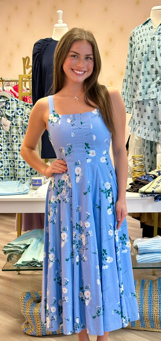 FINAL SALE Sophia Dress in Blue Floral