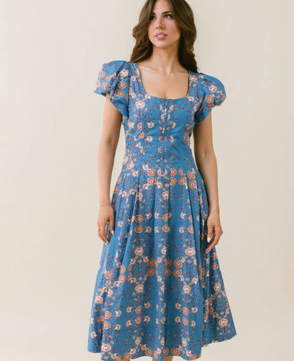 FINAL SALE Johnson Dress in Indigo Floral