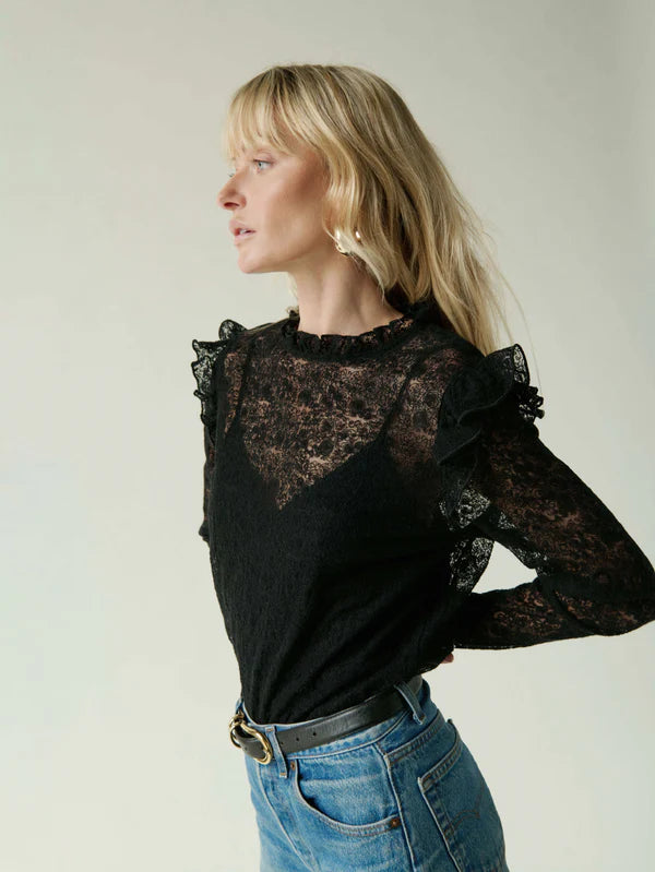 Cara Lace Top in Jet Black