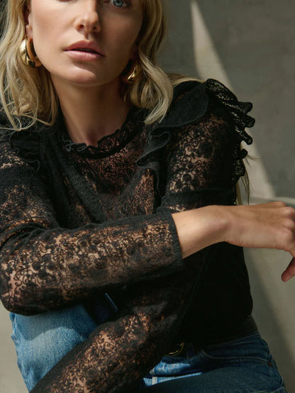 Cara Lace Top in Jet Black