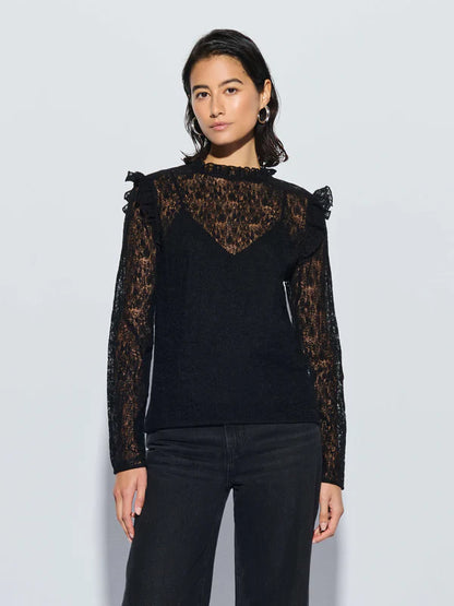 Cara Lace Top in Jet Black