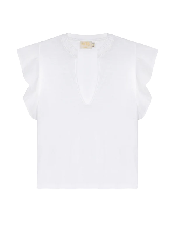 FINAL SALE- Mary V-Neck Top in White