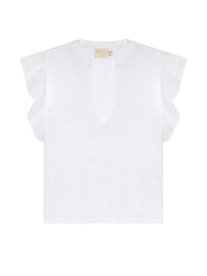 FINAL SALE- Mary V-Neck Top in White