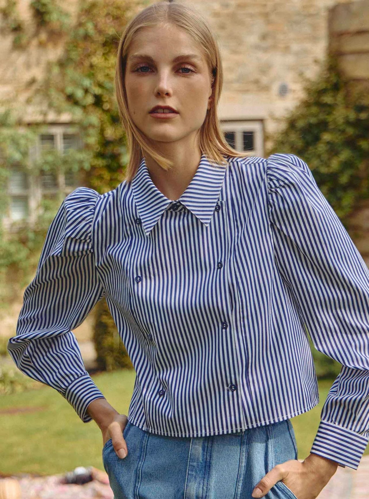 Annette Shirt in Navy Stripe