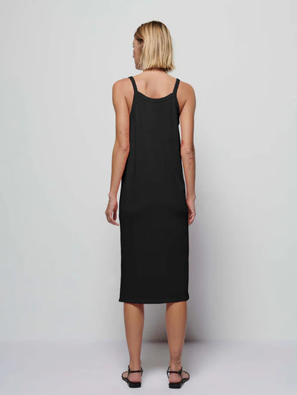 FINAL SALE Ava Relaxed Tank Dress in Jet Black