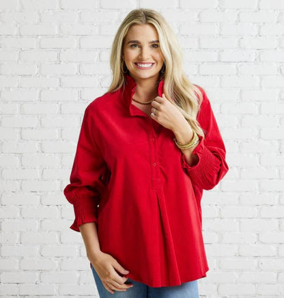 Kimberly Corduroy Top Red