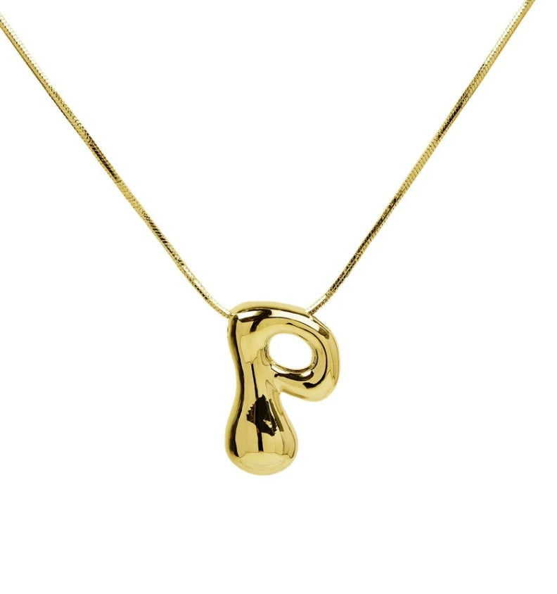 Water drop initial necklace