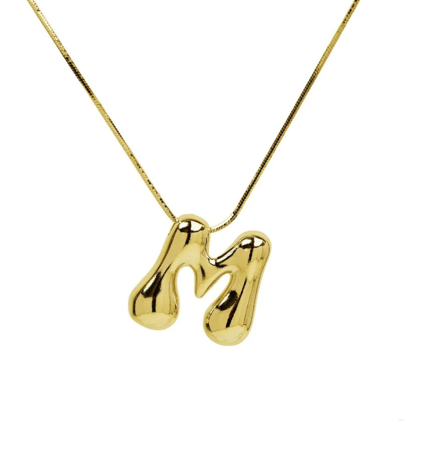 Water drop initial necklace