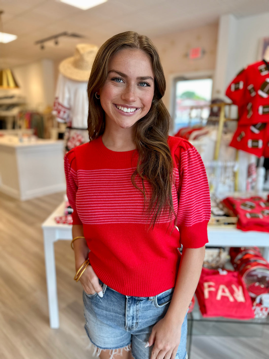 Red & Pink Striped Sweater