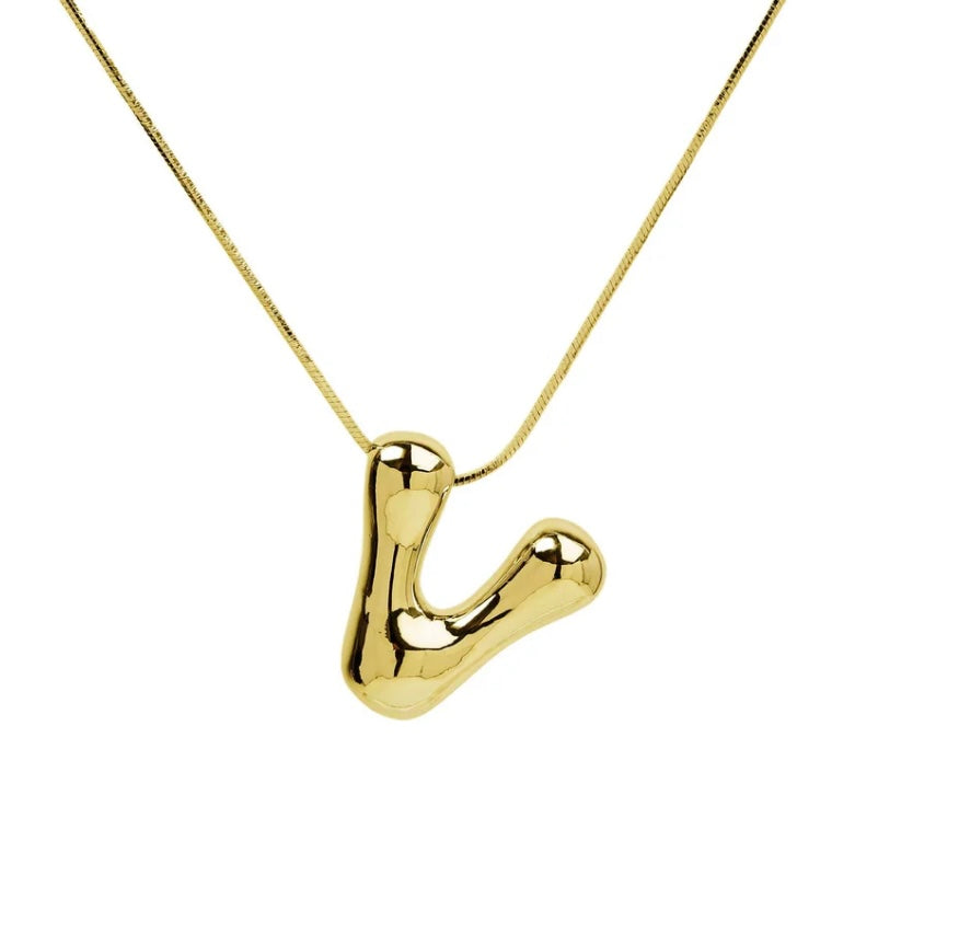 Water drop initial necklace