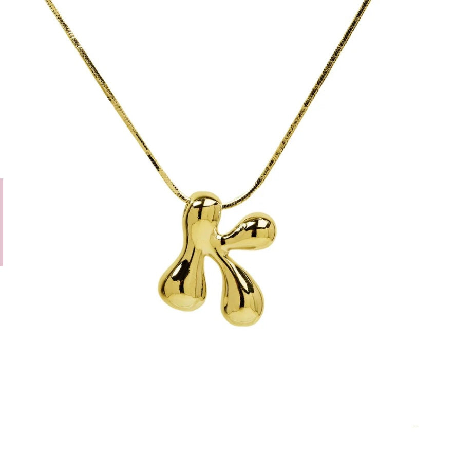 Water drop initial necklace