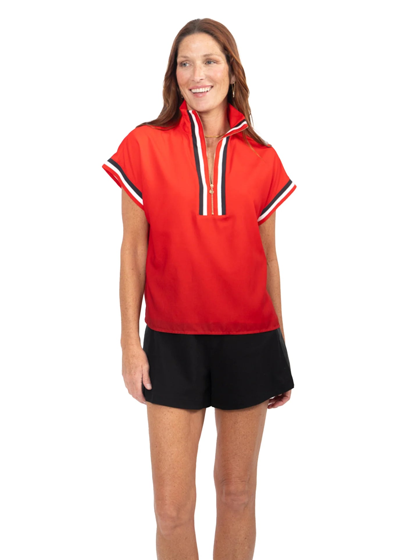 Poppy Pullover in Red Varsity Ombre