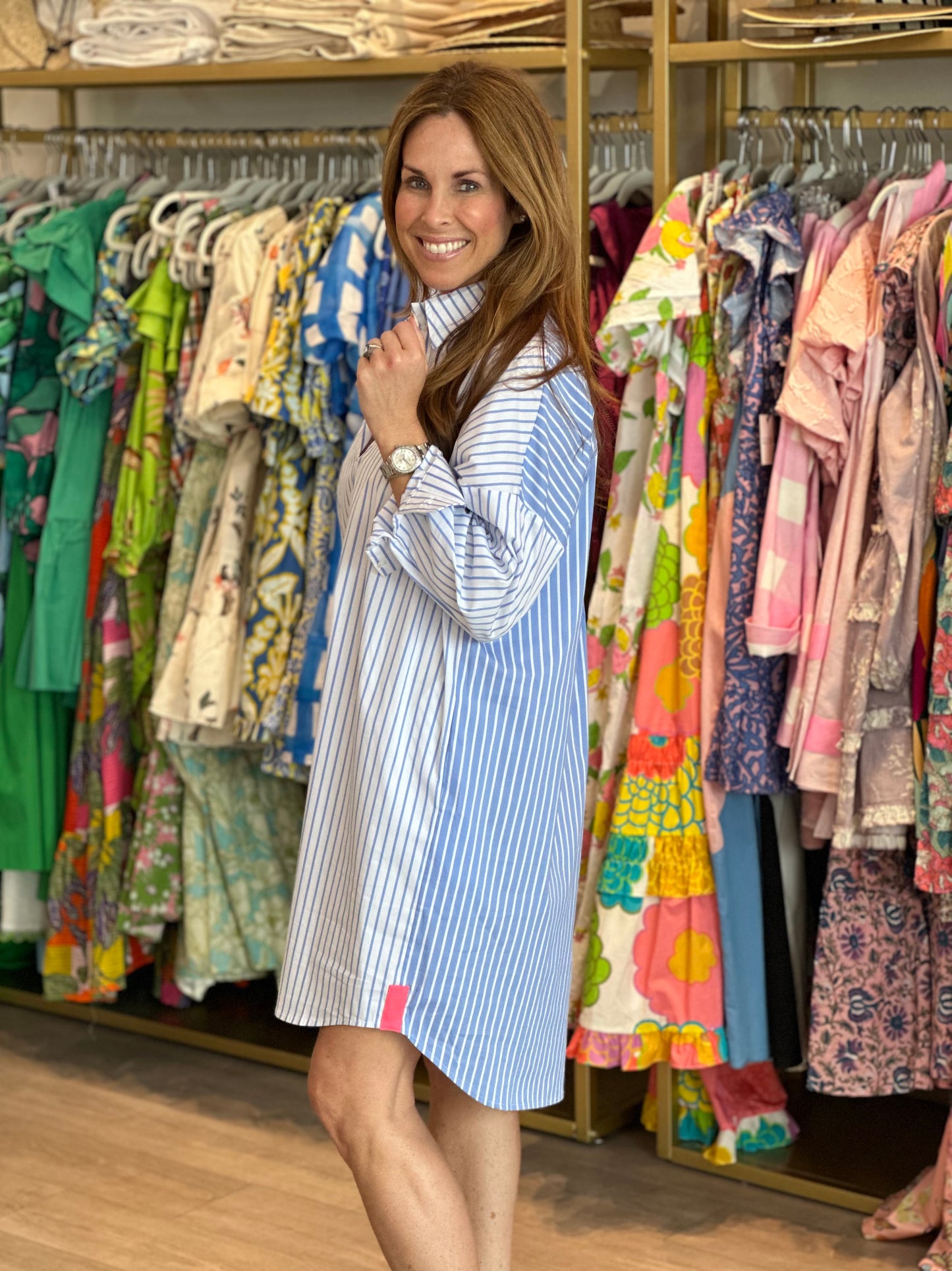 Preppy Contrast Dress in Blue