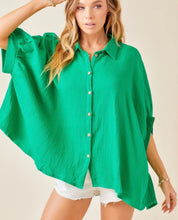 Load image into Gallery viewer, Gauze Oversized Button Down Shirt in Green
